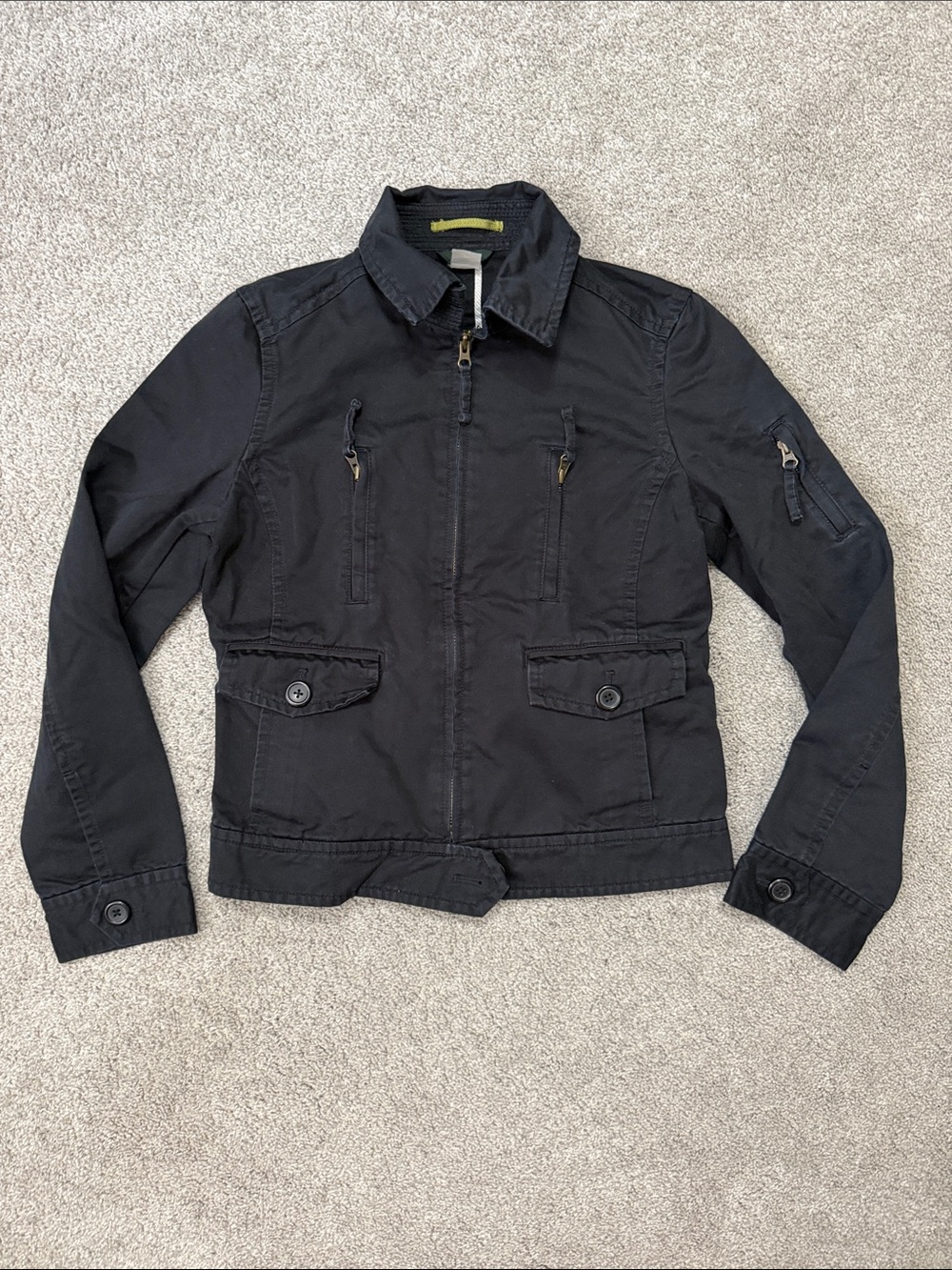 J. Crew Black Utility Zip-Front Jacket Size M